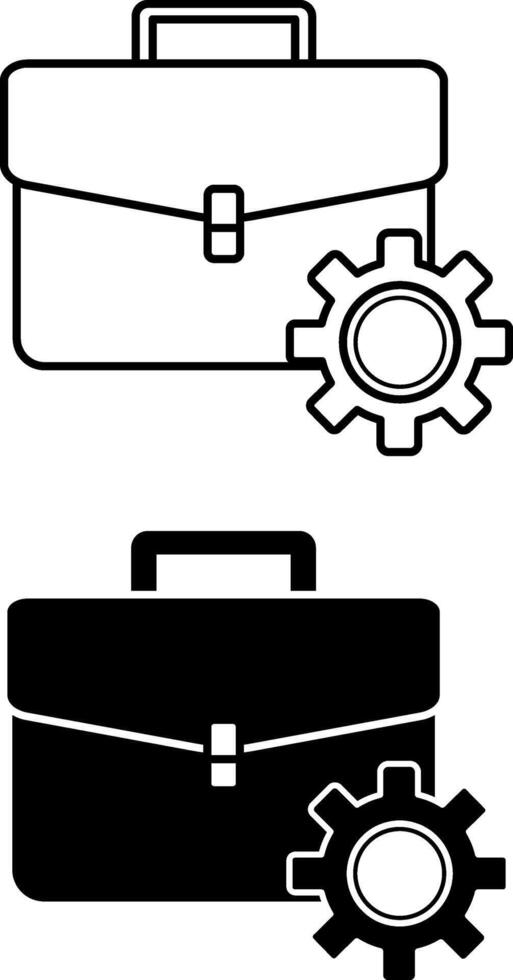 Labor Icons. Black and White Illustrations. Work Briefcase and Gear. Office Work. Concept Sector of Society vector
