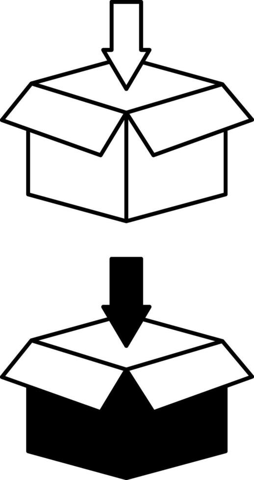 Packaging Icons. Black and White Illustrations. Container, Cargo, Goods. Delivery Service. Logistics Concept vector