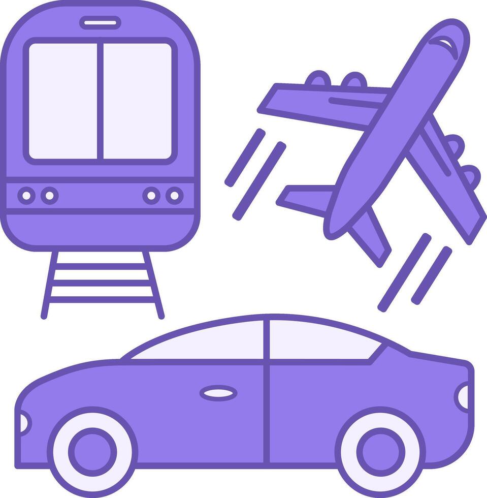 Colored Transportation Icon. Illustration. Car, Train, and Airplane. Delivery Service, Logistics. Society Sector Concept vector