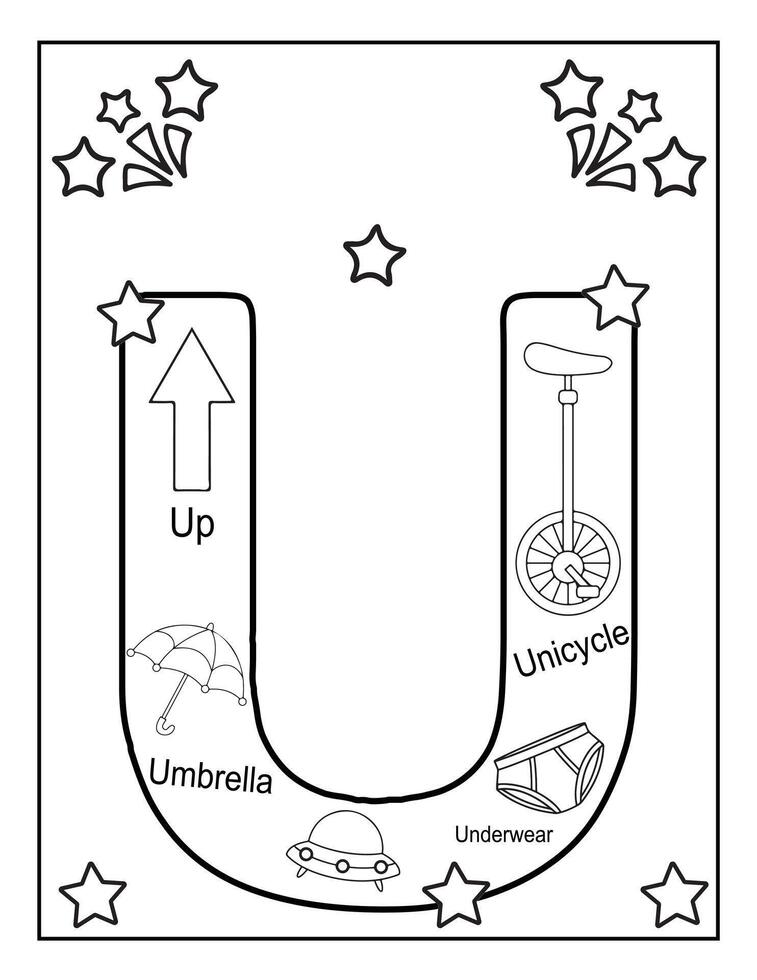 Alphabet U coloring pages for kids 53807764 Vector Art at Vecteezy