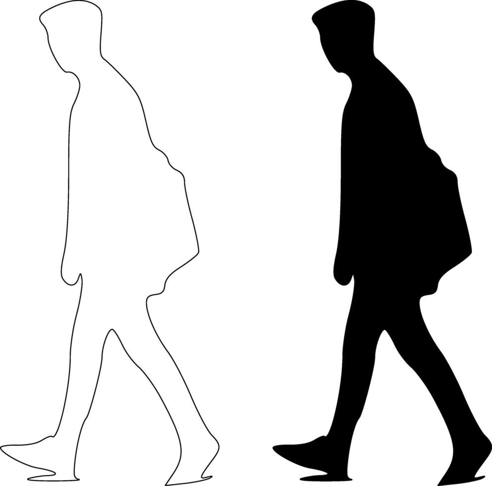Silhouette of a Guy Walking vector
