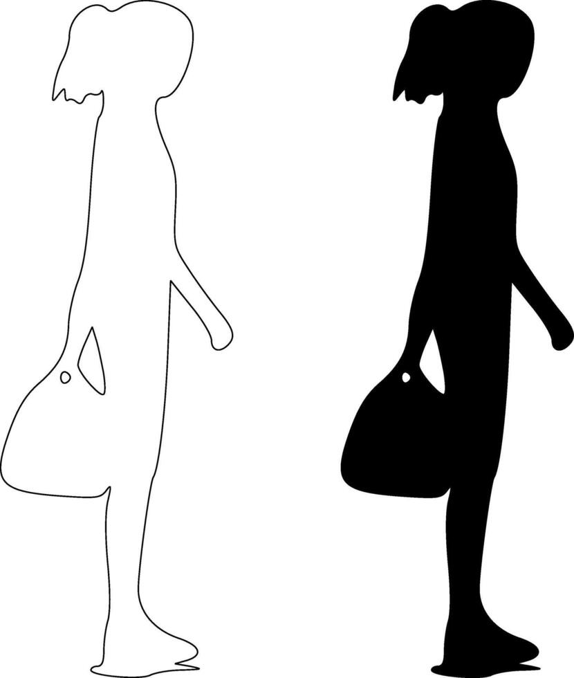 Silhouette of a Girl Standing vector