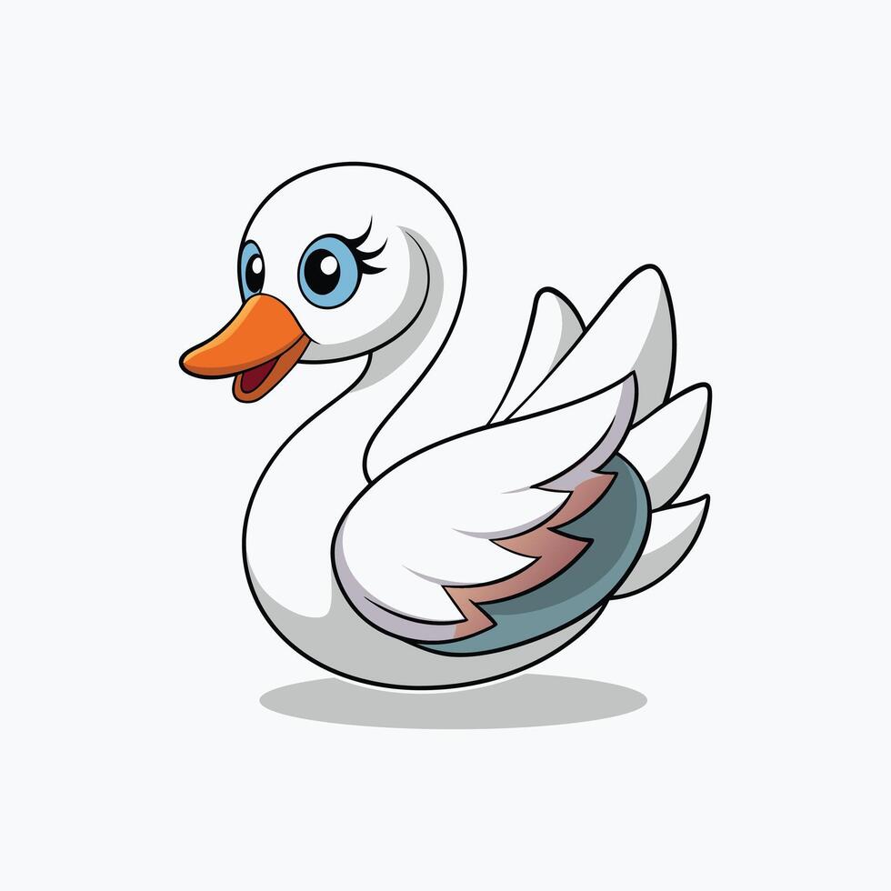 Cartoon white duck with blue eyes vector