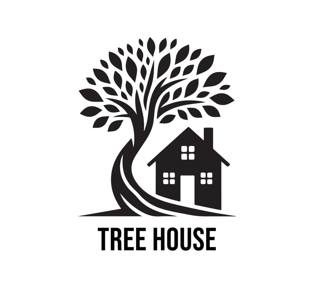 Tree house logo design illustration vector