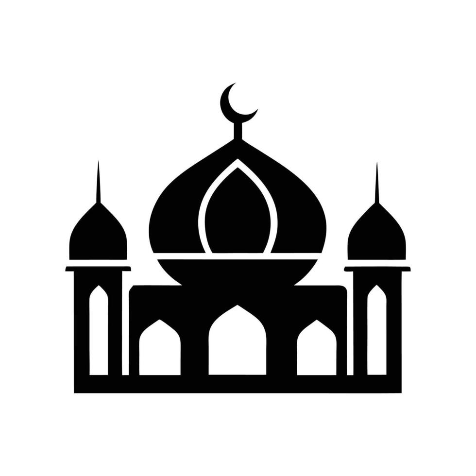 Mosque silhouette Style with white background Design Template vector