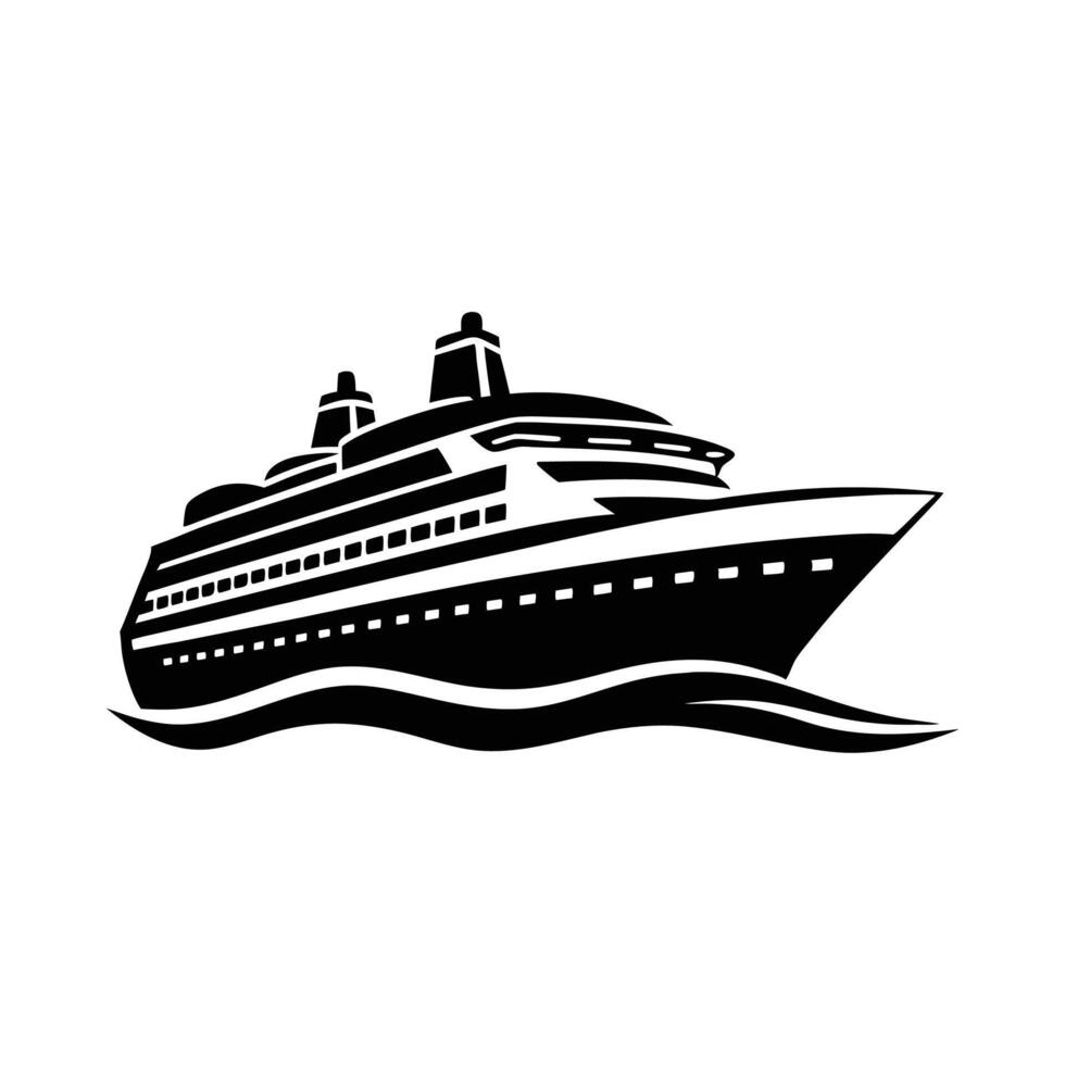 Ship silhouette Style with white background Template vector