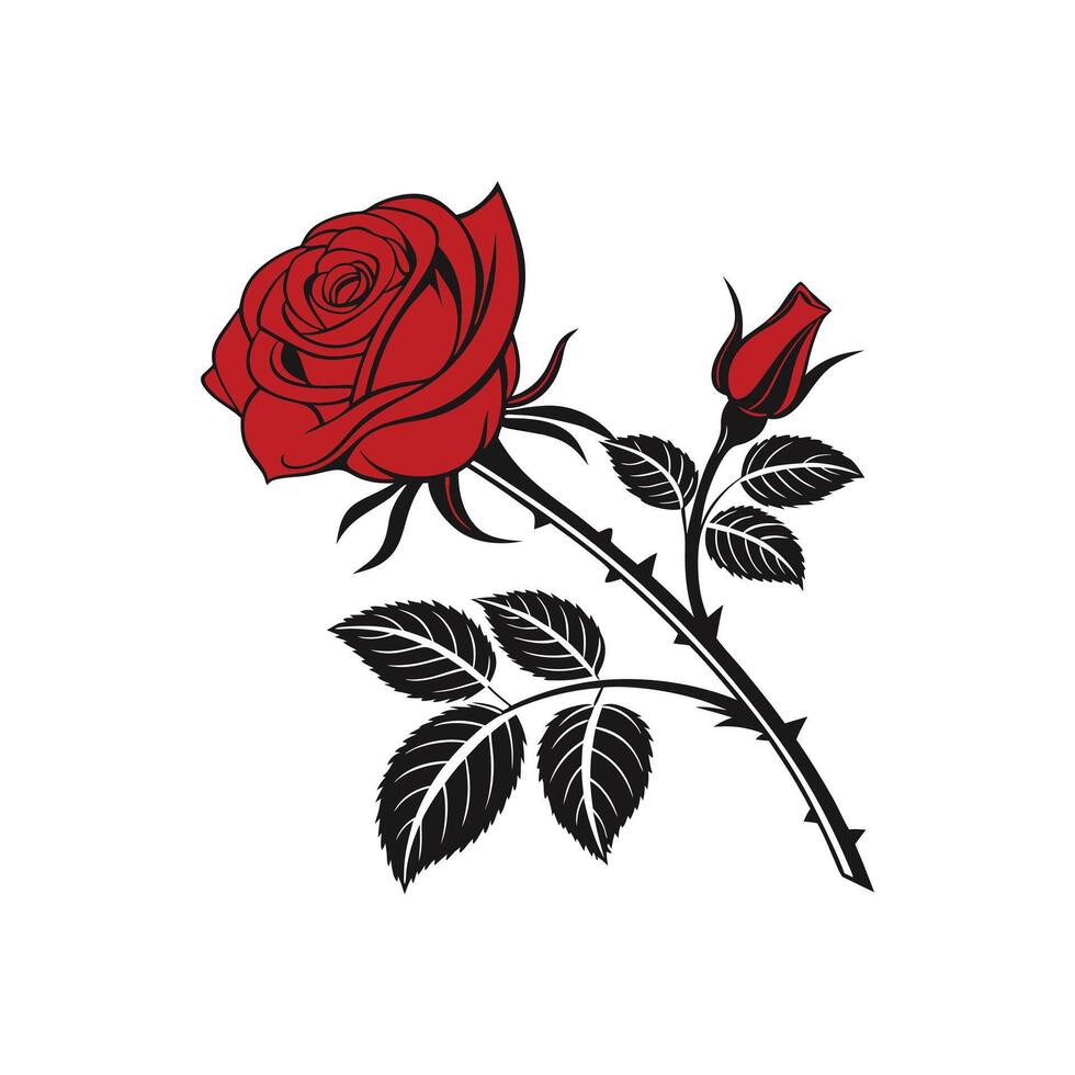 Rose Flower silhouette Style with white background Template vector