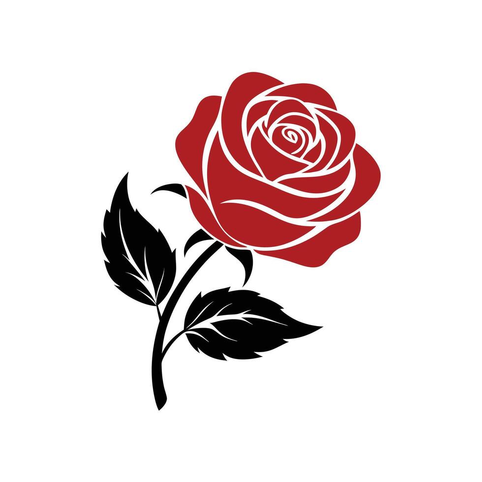Rose Flower silhouette Style with white background Design Template vector