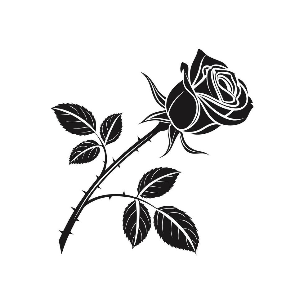 Rose Flower silhouette New Style with white background Design Template vector