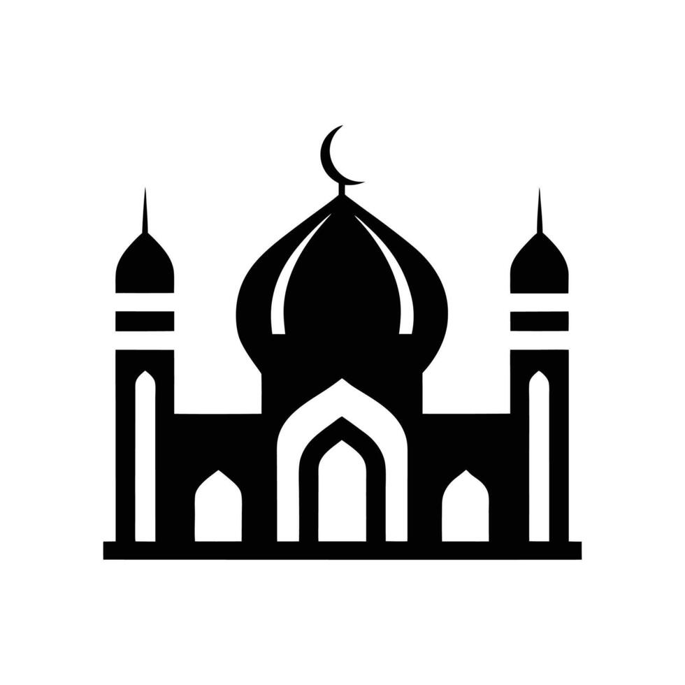 Mosque silhouette Style with white background Design vector