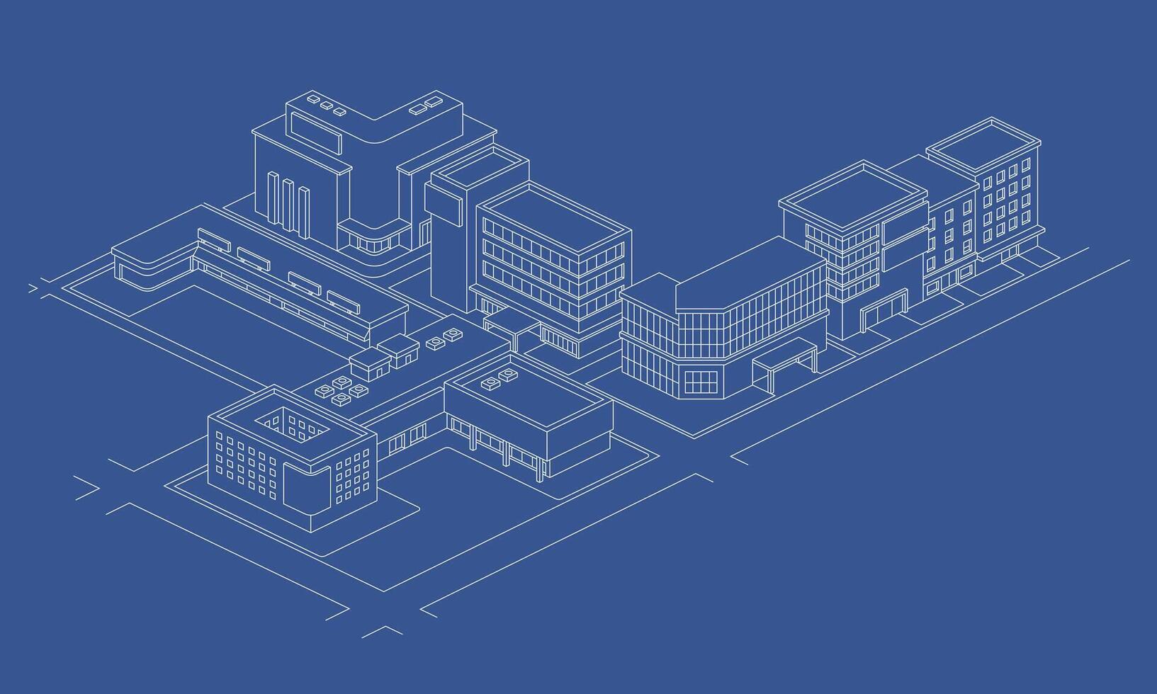 Isometric city outline illustration. Suitable for blueprint concept for modern city. vector