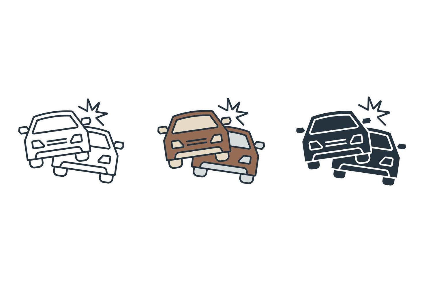 car crash icons symbol elements for infographic web vector