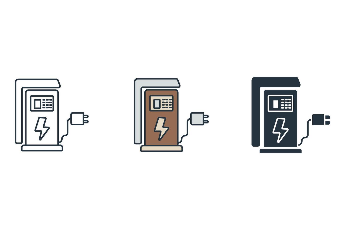 charging station icons symbol elements for infographic web vector