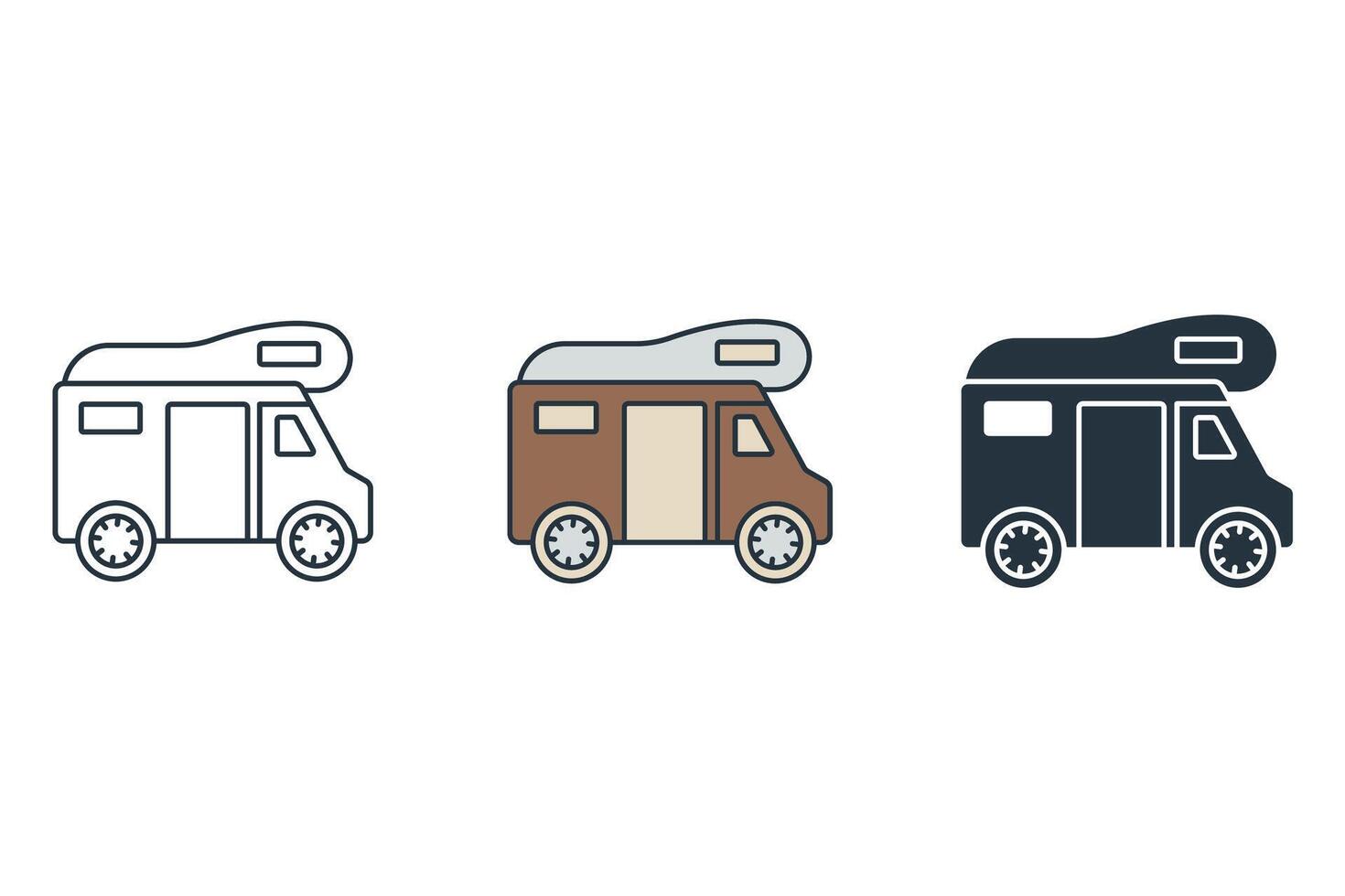 Motorhome icons symbol elements for infographic web vector
