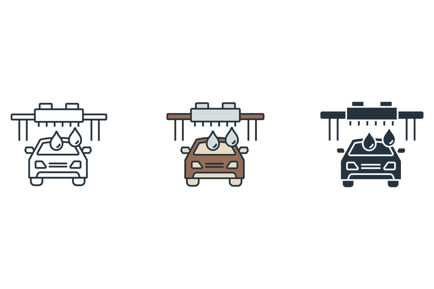 car wash icons symbol elements for infographic web vector