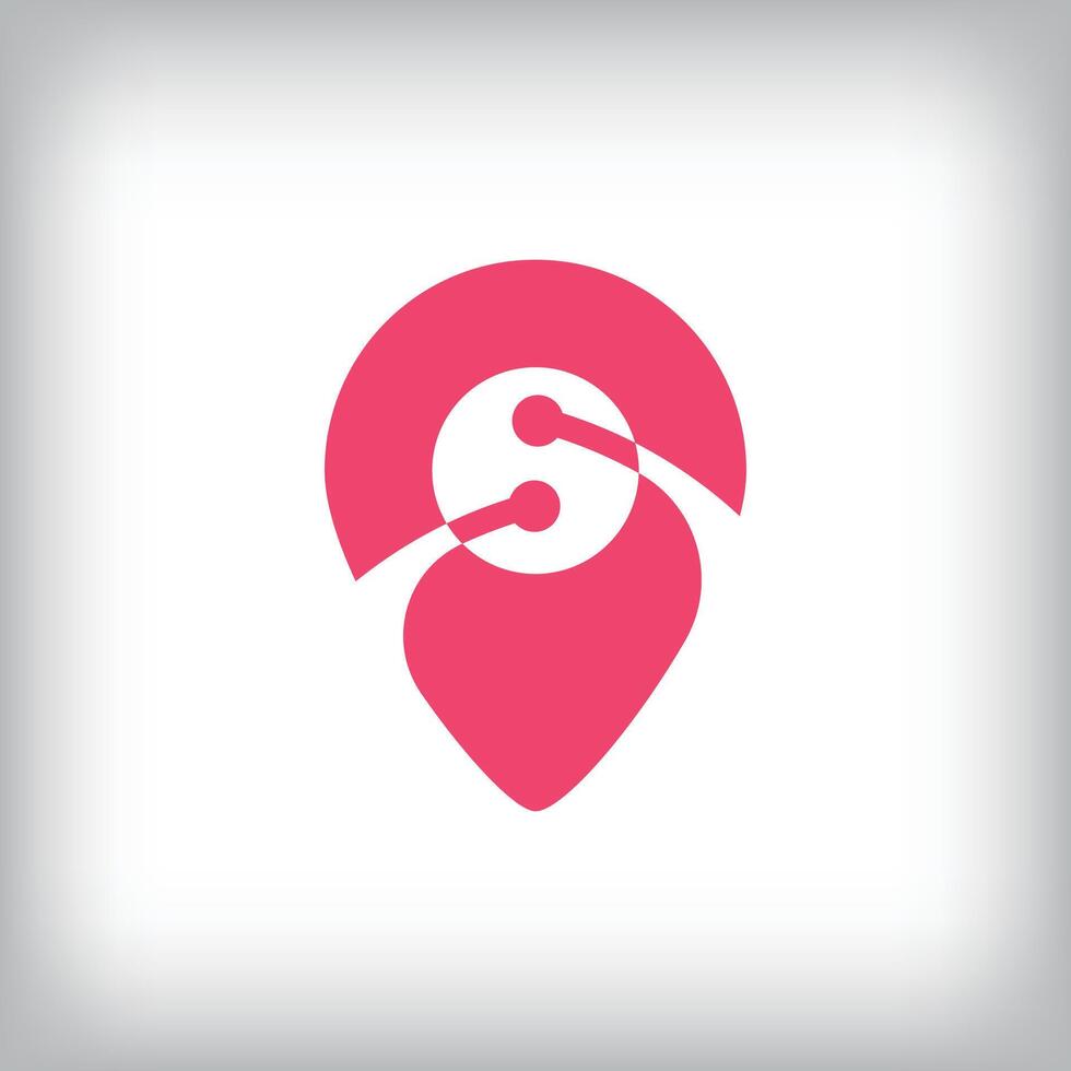 abstract technology cable location sign logo. Can be used as application icon and company corporate identity. vector