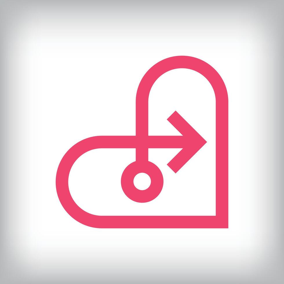 Creative linear heart arrow path logo design. It has a linear design and flat style. flat style. suitable for company vector