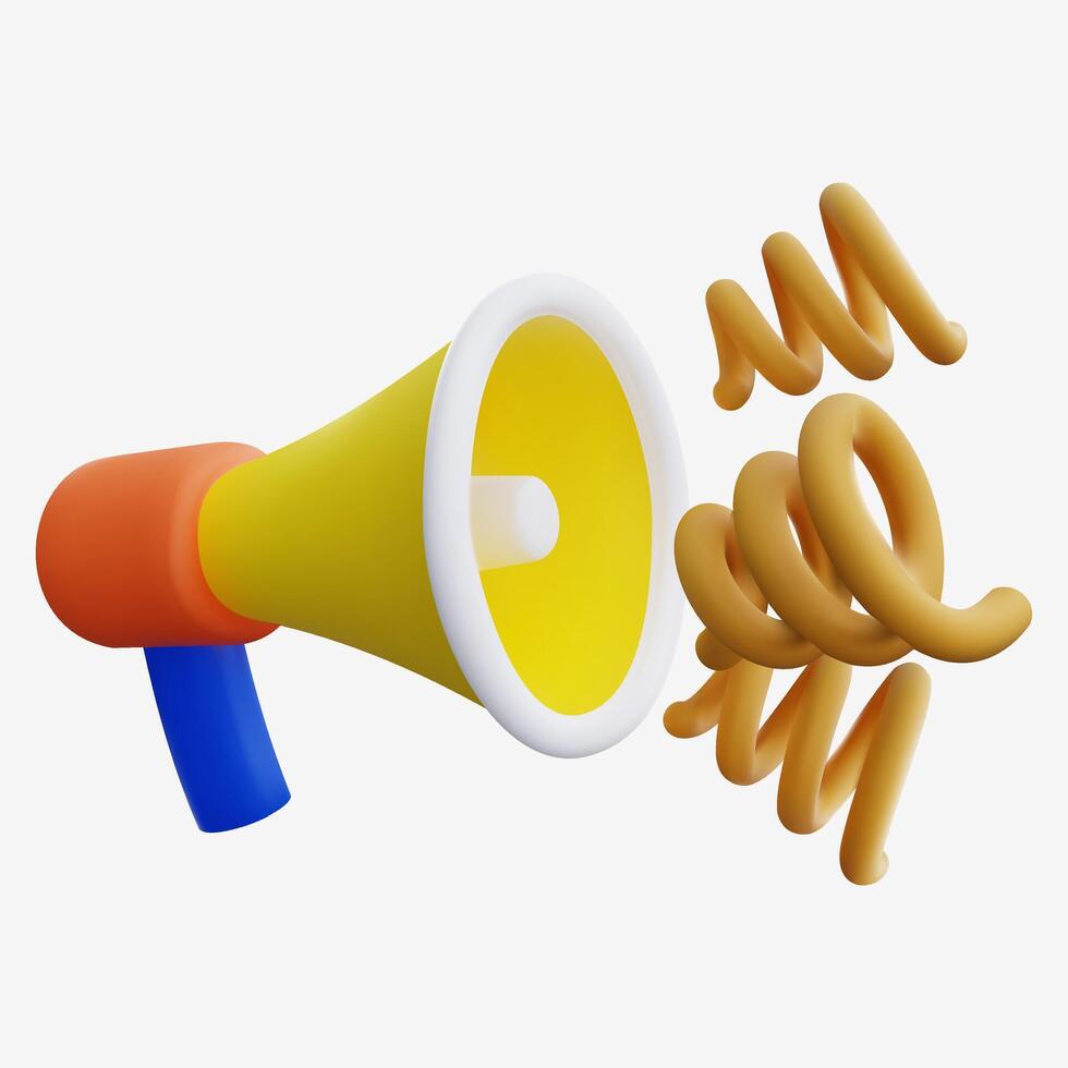 3D Megaphone Icon for Marketing and Communication vector