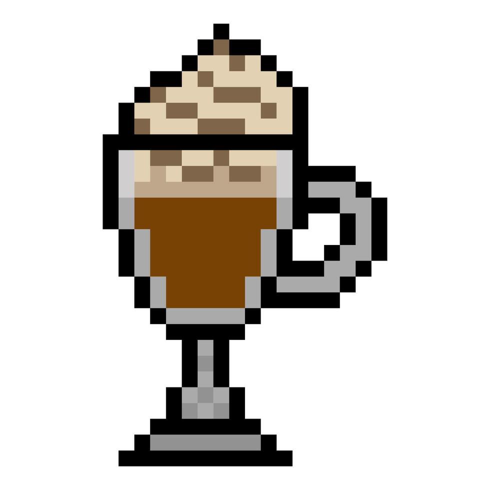Irish coffee in pixel art style vector