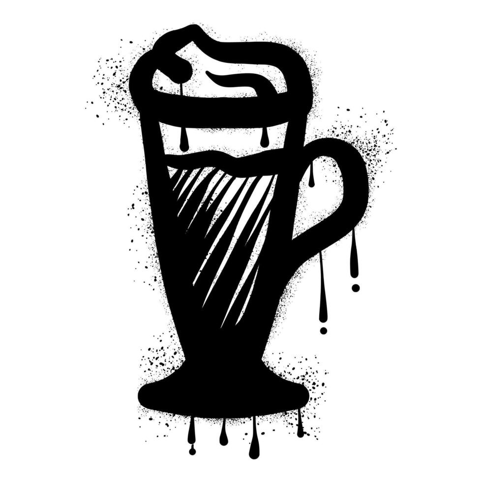 Hand drawn Irish coffee with black spray paint graffiti vector