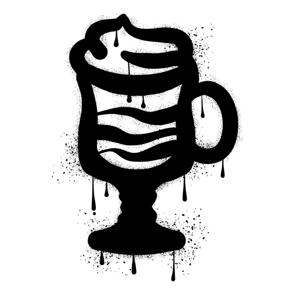 Irish coffee with black spray paint graffiti vector