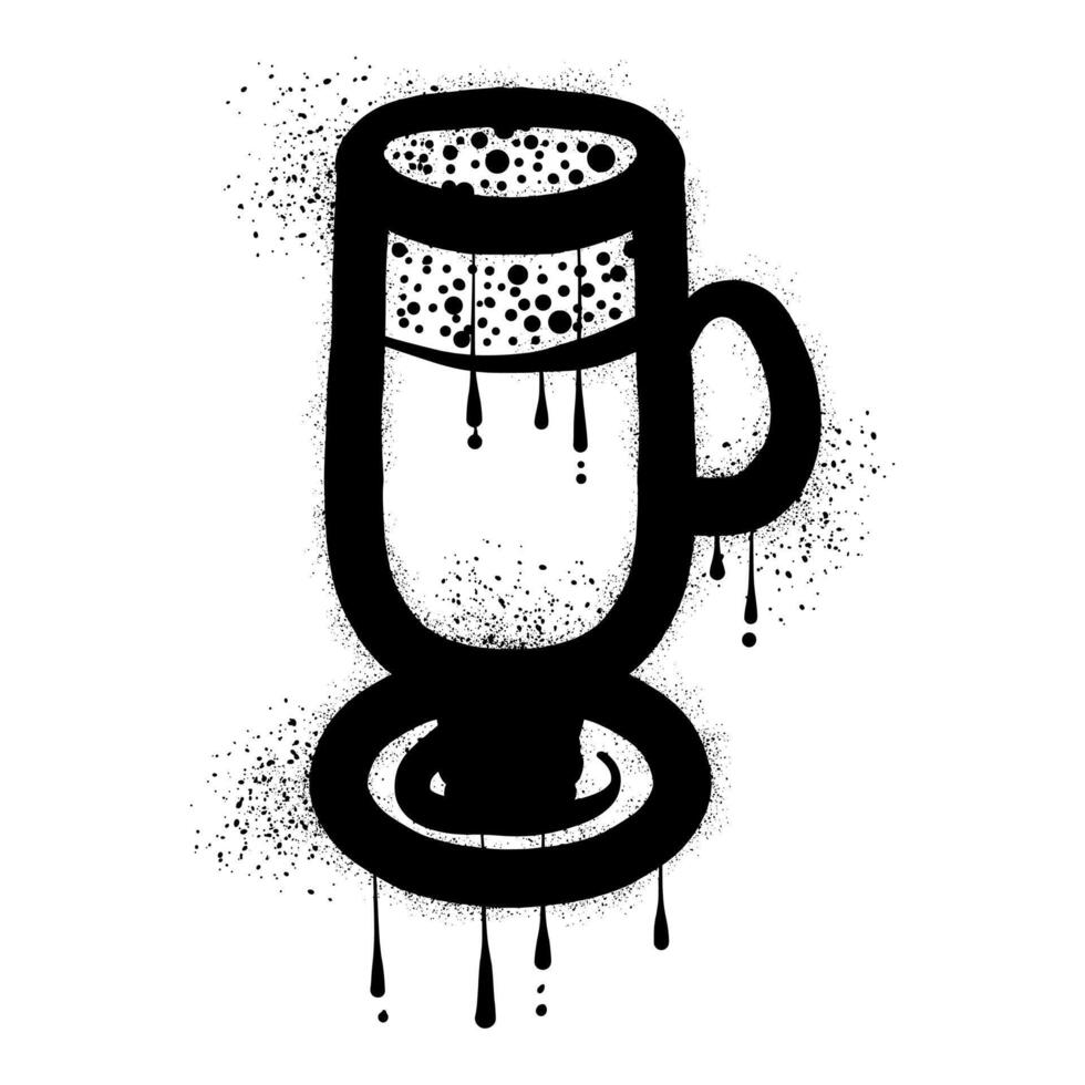 Drawing Irish coffee graffiti with black spray paint vector