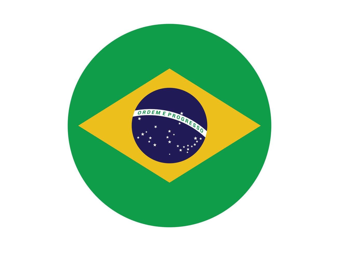 Brazil Round Country Flag. Circular Brazilian National Flag, The official national flag of Brazil. Flag of the Federative Republic of Brazil. vector