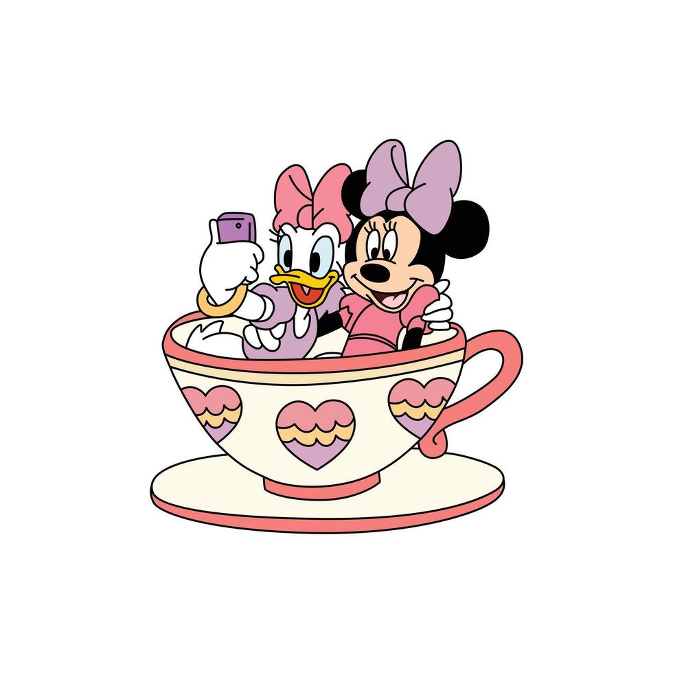 cute bestfriend and cup vector