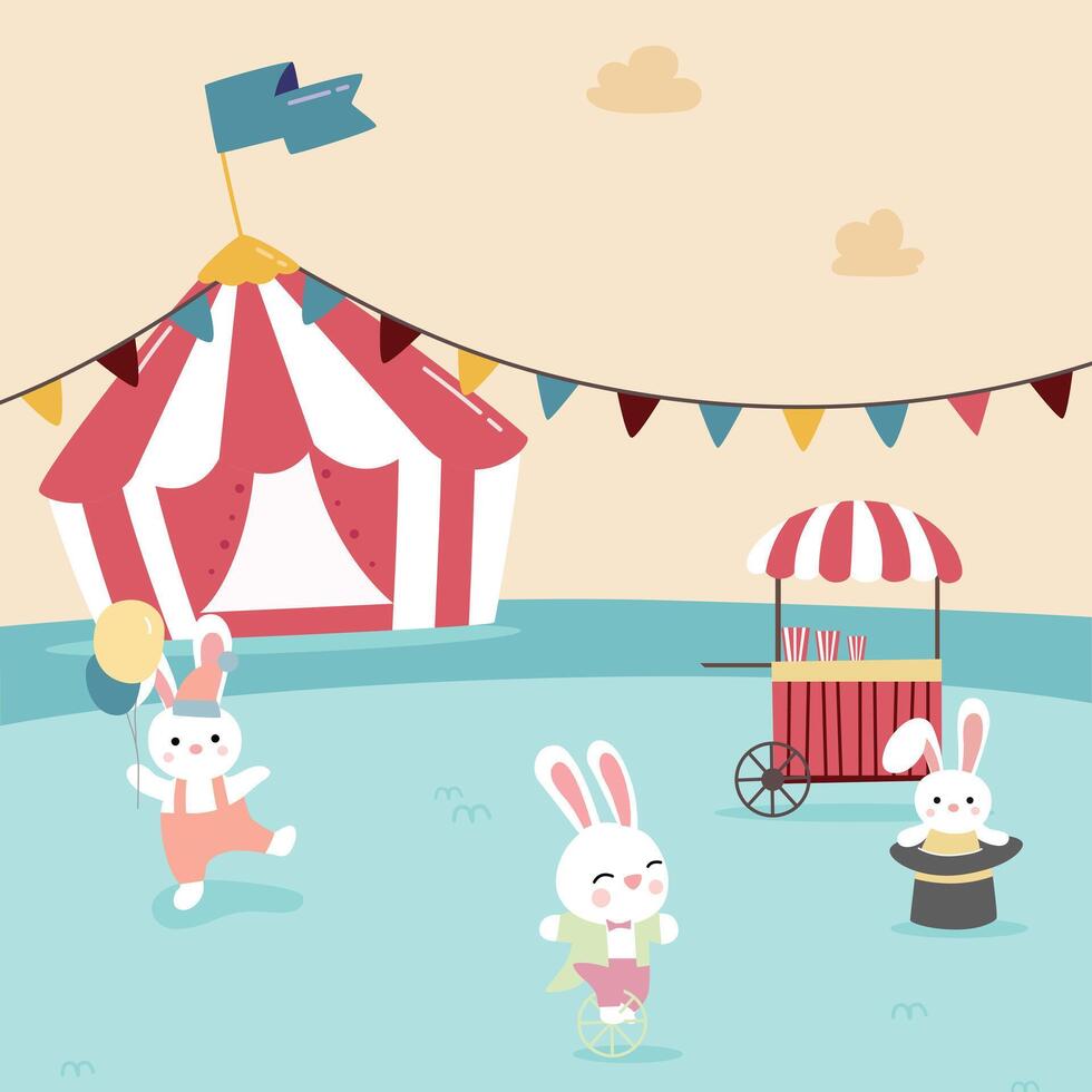 Playful Bunnies at the Carnival vector