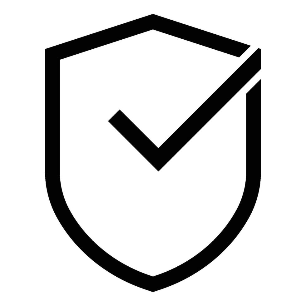 check mark icon in a shield vector