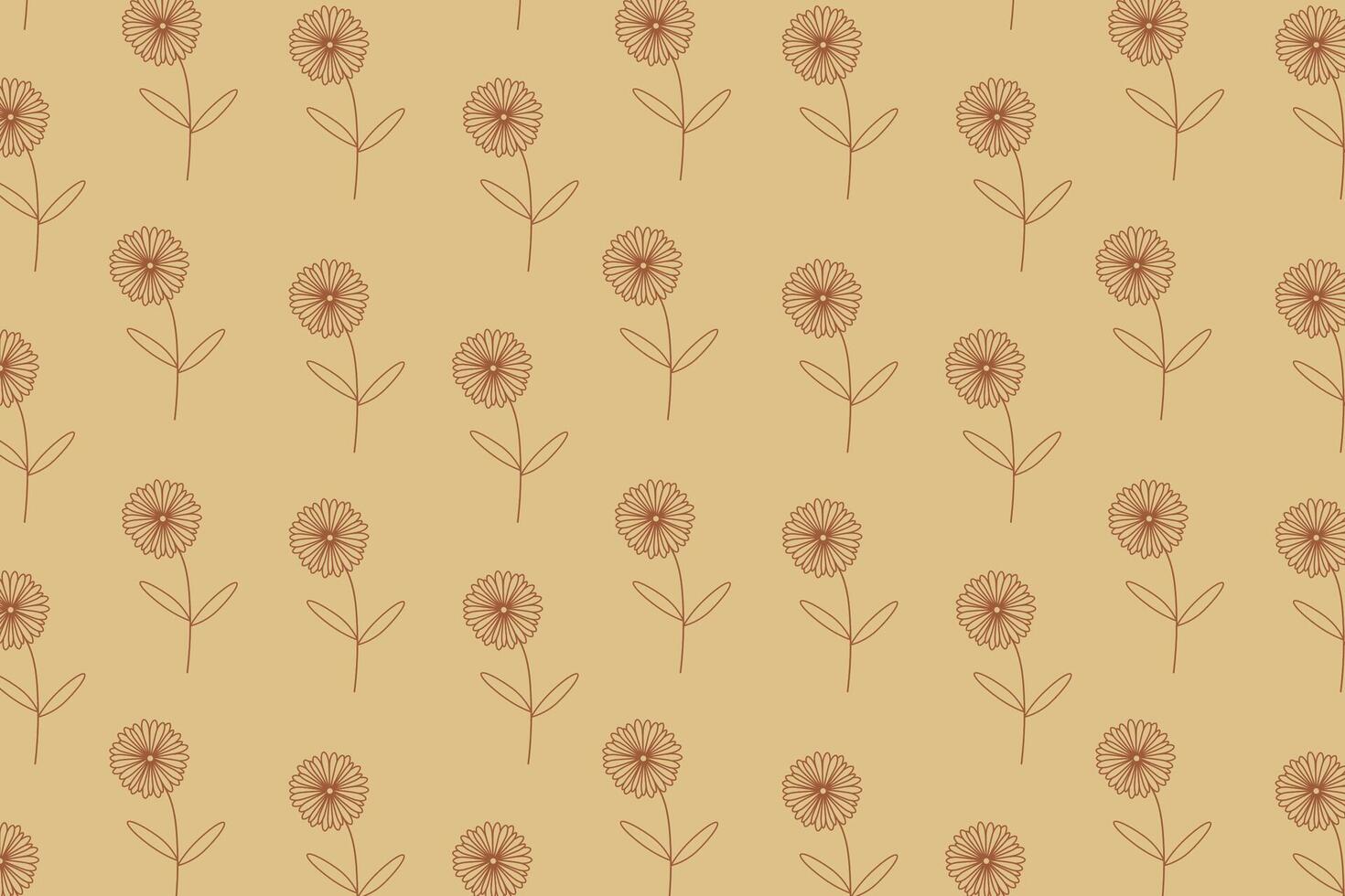 Daisy flower outline abstract seamless repeat pattern vector