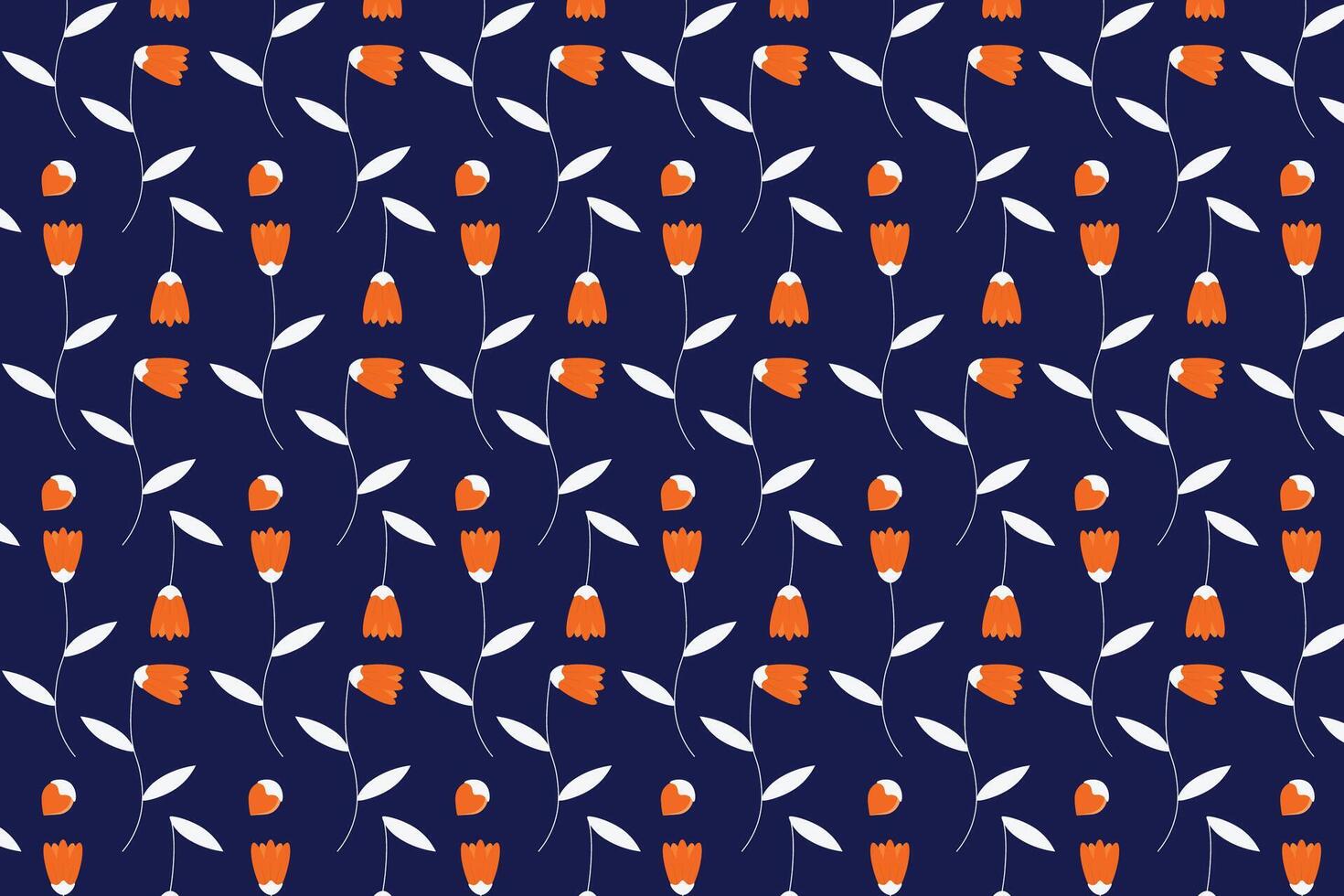 Blooming flower buds spring abstract navy blue seamless repeat pattern vector