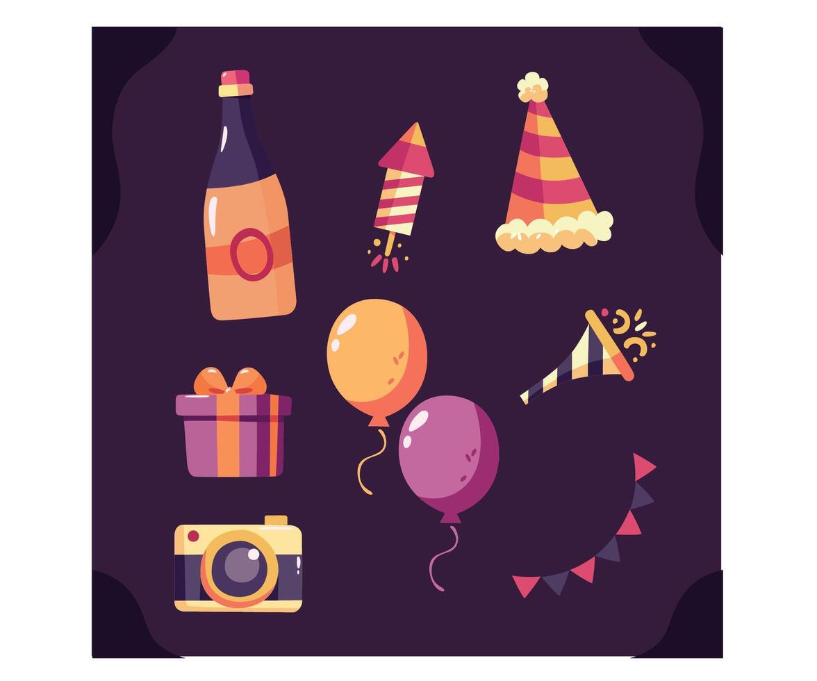 Set New Year Party Elements Illustration vector