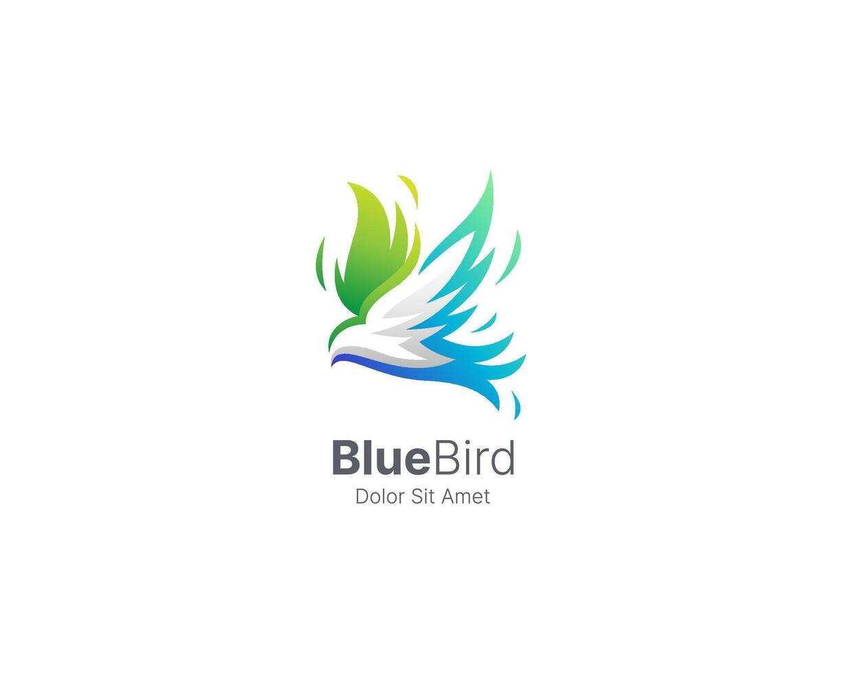 Flying blue bird logo gradient vector