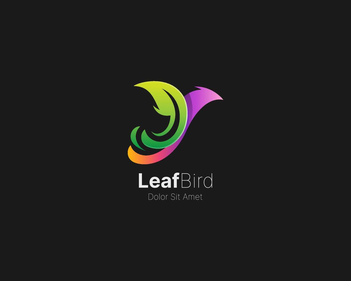 Flying bird with leaf logo gradient vector
