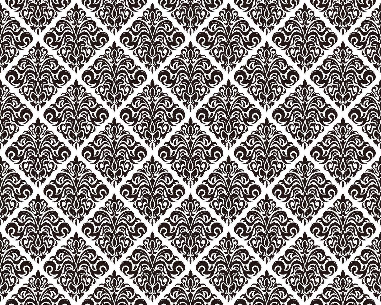 Seamless Monochrome Damask Vintage Pattern. Horizontally And Vertically Repeatable. vector