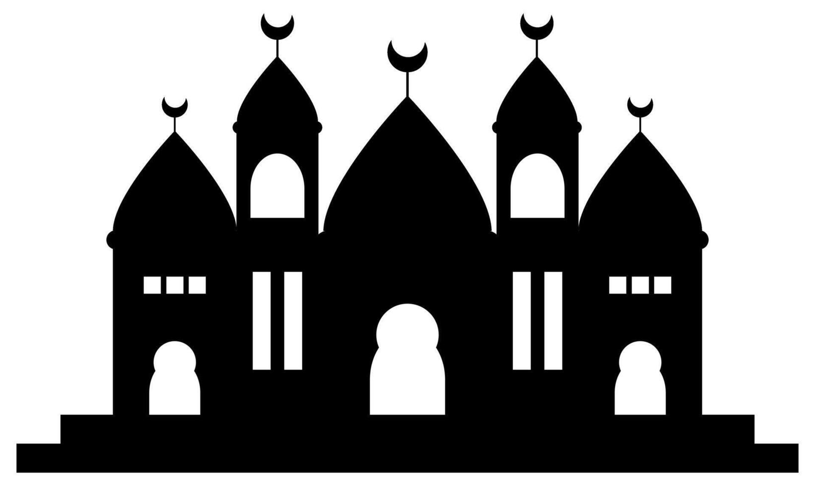 mosque black and white, islamic element, masjid silhouette. vector