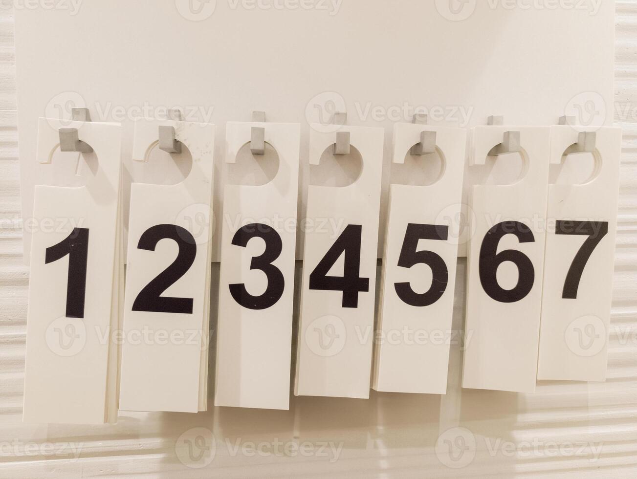 A number board with numbers hanging on a wall photo