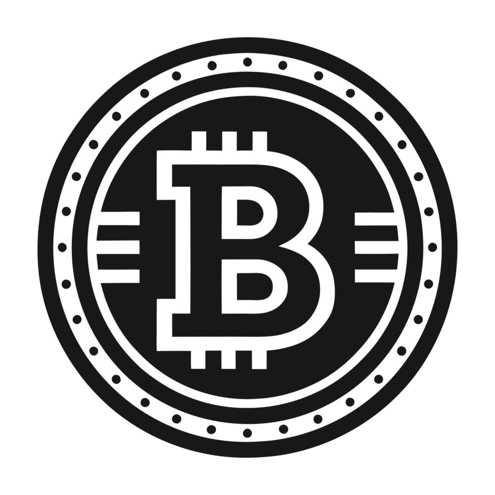 bitcoin logo, black and white vector