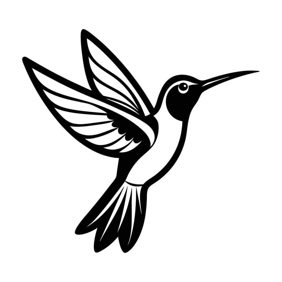 a black and white hummingbird logo vector