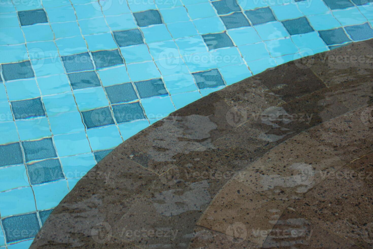 Swimming pool top view background. Tranquil Poolside Corner. Top view photo