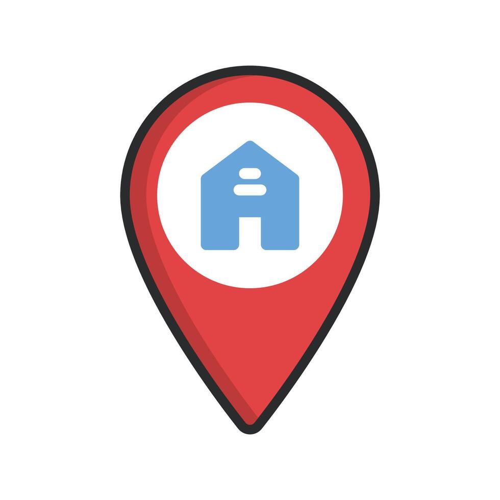 home GPS point with outline in flat design. vector