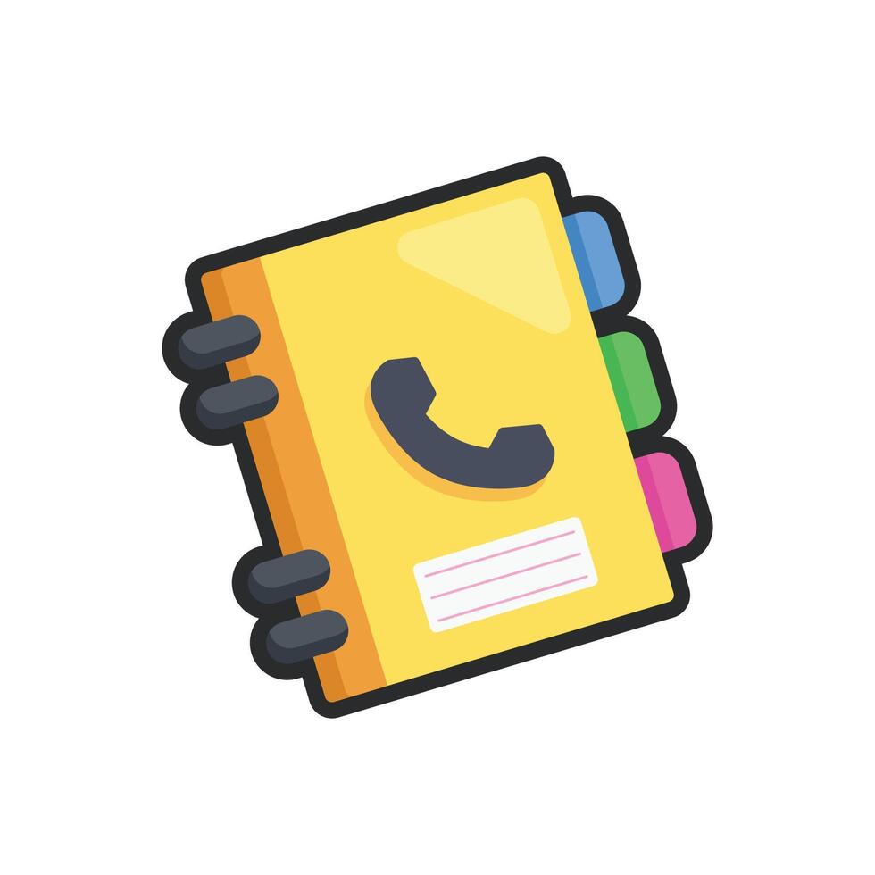 phone book sign with outline in flat design. vector