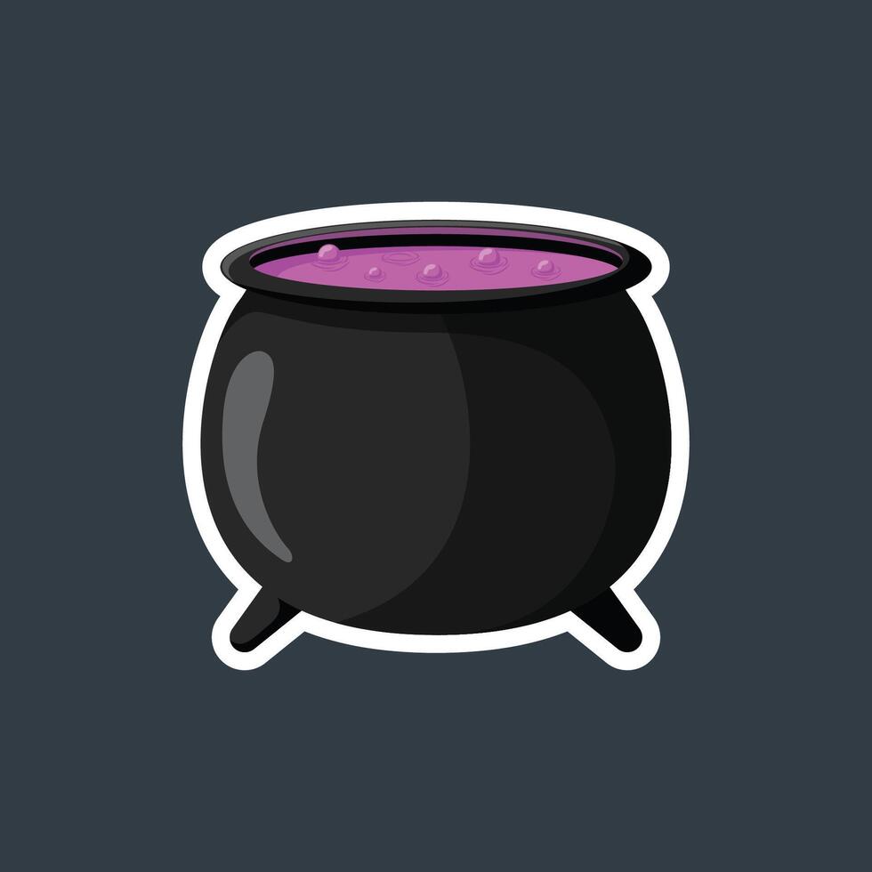 cauldron tool with white outline in flat design. vector