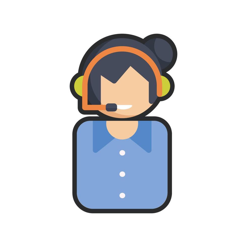 female costumer service sign with outline in flat design. vector