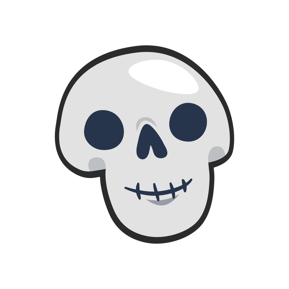 creepy skull head with outline in flat design. vector