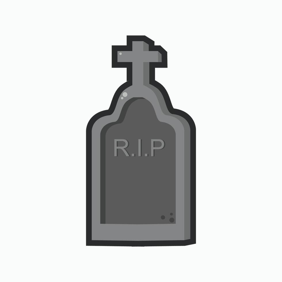 tombstone with outline in flat design vector
