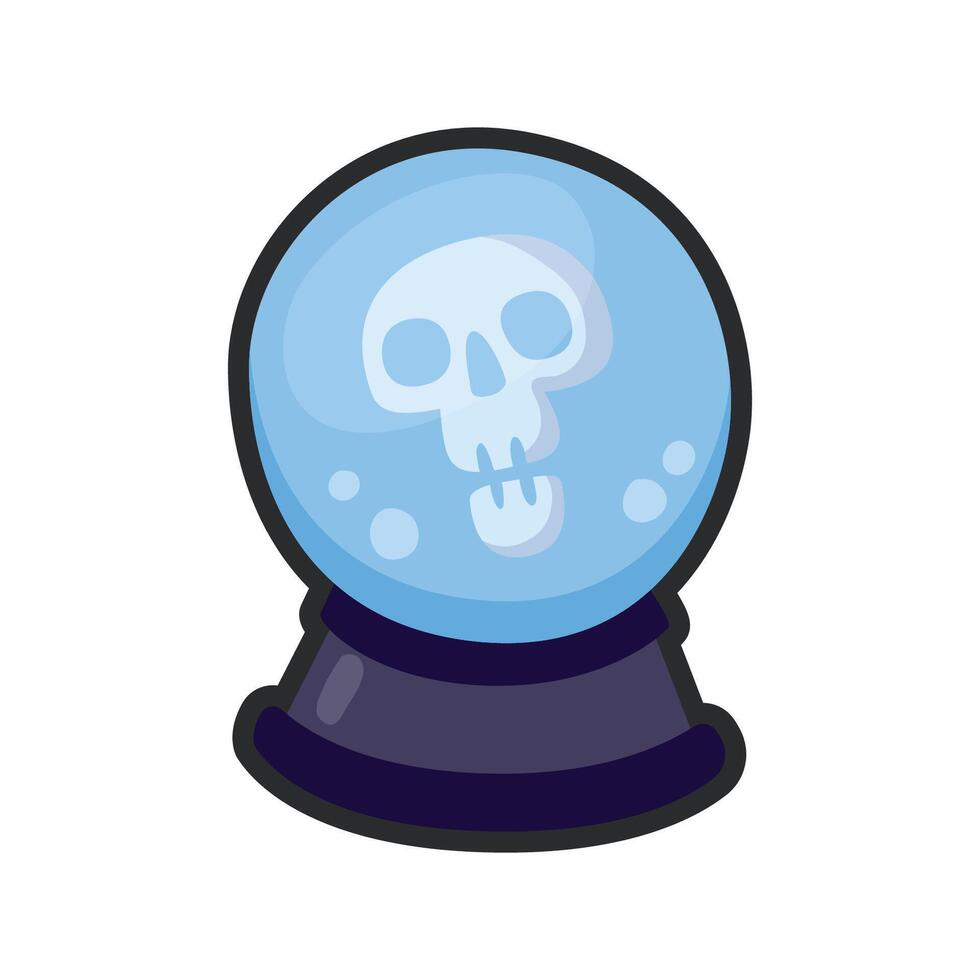 dead fortune telling glass ball with outline in flat design vector