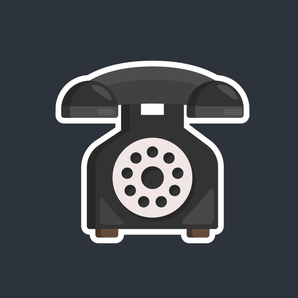 classic telephone with white outline in flat design. vector