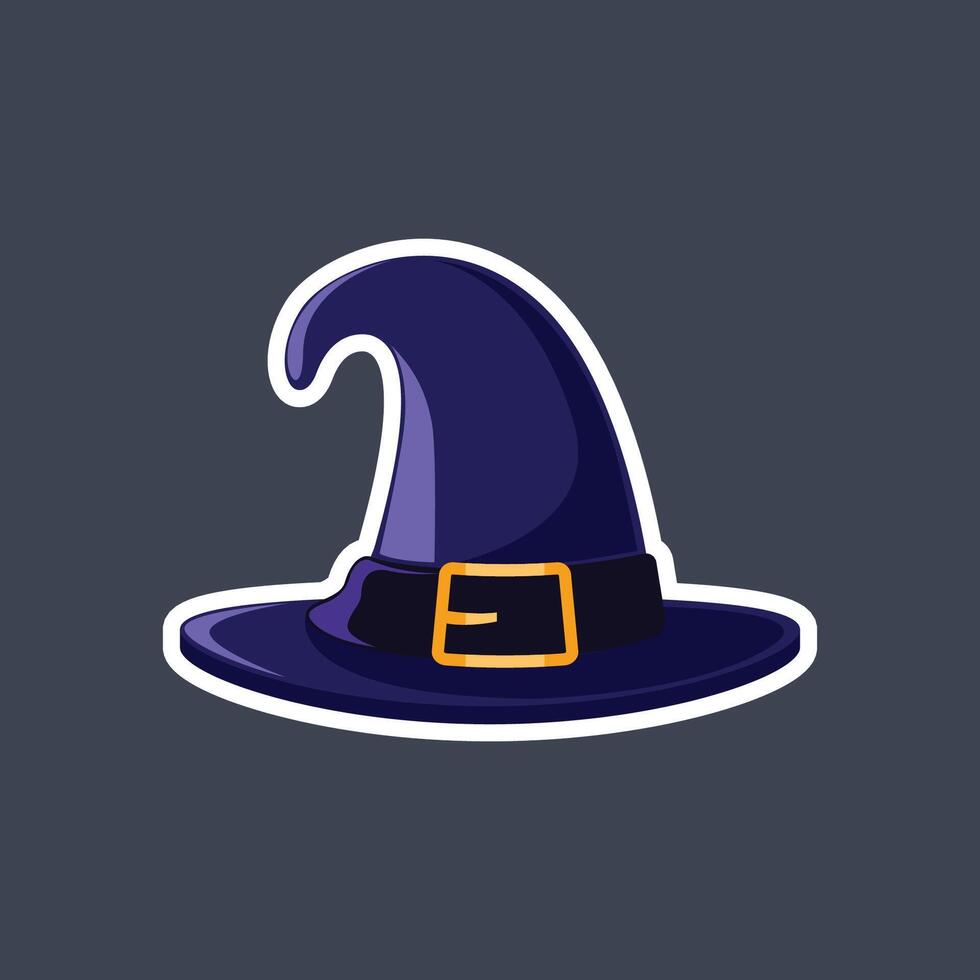 witch hat with white outline in flat design. vector